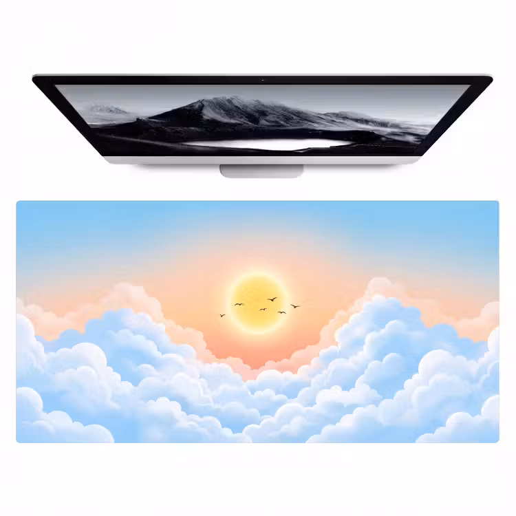 Zon - Vogels - Lucht - Natuur - Geel Muismat XXL klein -zzz3d