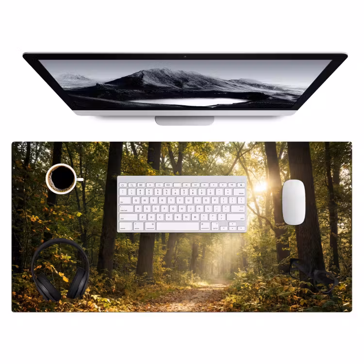Zonlicht - Bospad - Bomen Muismat XXL klein -3d