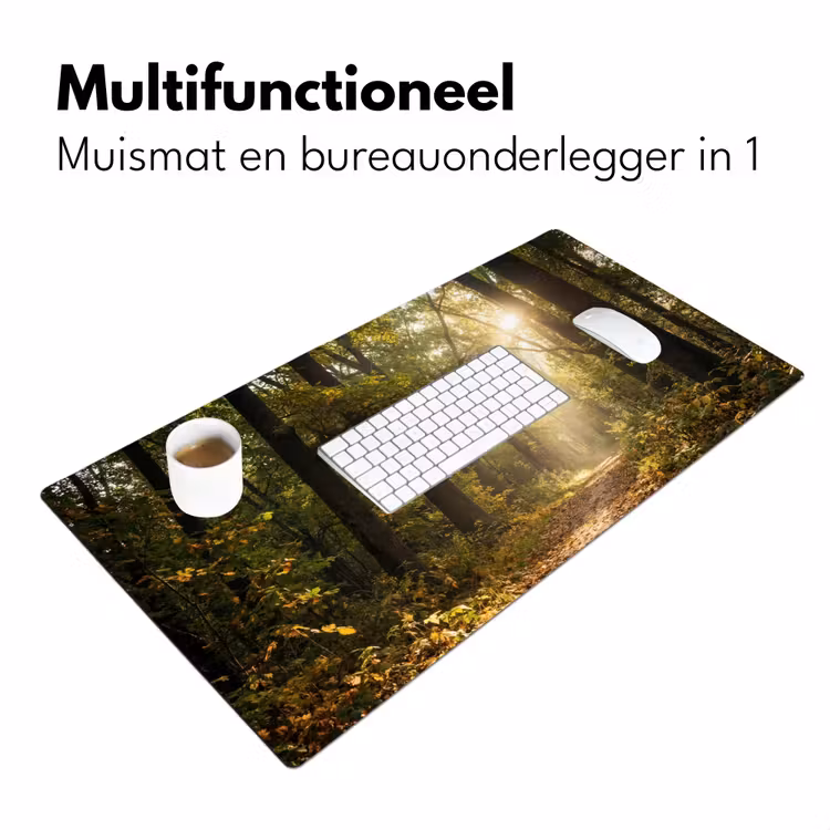 Zonlicht - Bospad - Bomen Muismat XXL klein -sfeer4