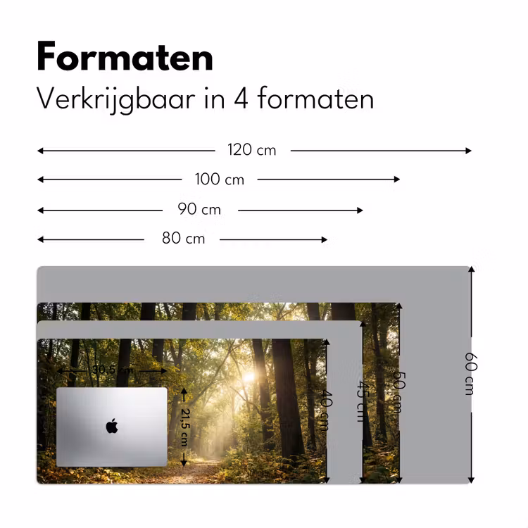 Zonlicht - Bospad - Bomen Muismat XXL klein -sfeer5