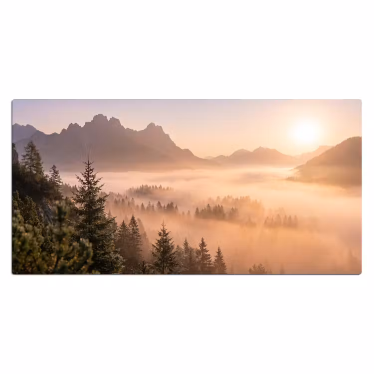 Zonlicht - Mist - Bergen - Bomen Muismat XXL klein -3d_leeg