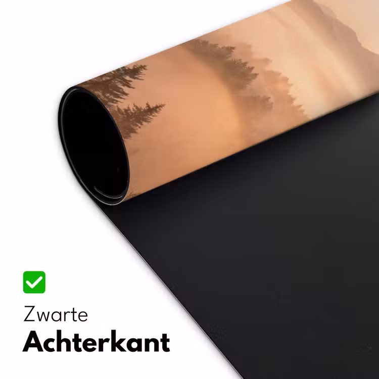 Zonlicht - Mist - Bergen - Bomen Muismat XXL klein -sfeer2