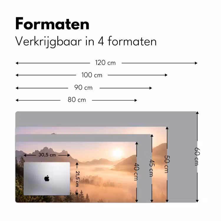 Zonlicht - Mist - Bergen - Bomen Muismat XXL klein -sfeer5