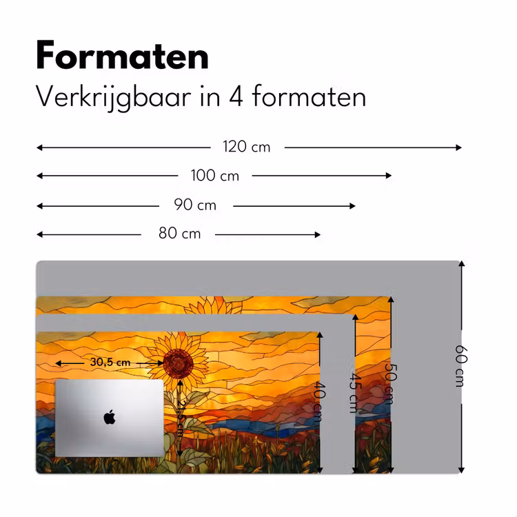 Zonnebloem - Mozaïek - Zonsondergang - Geel Muismat XXL klein -sfeer5