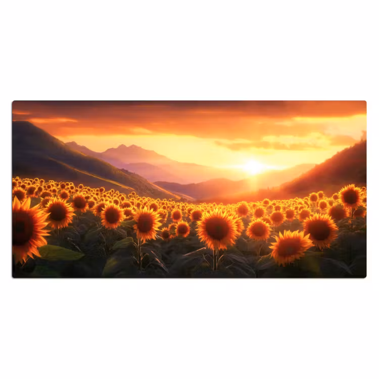 Zonnebloemen - Zonsondergang - Landschap Muismat XXL klein -3d_leeg
