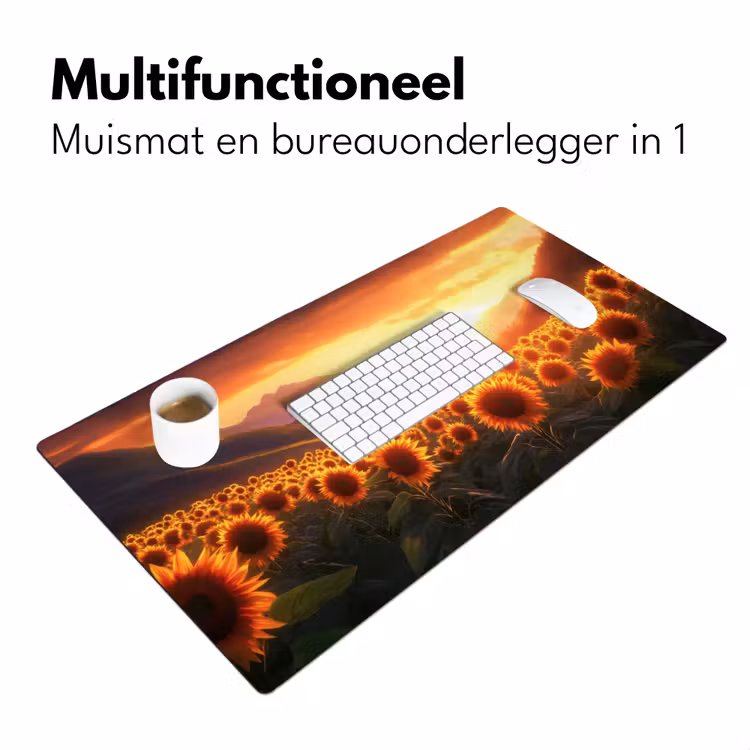 Zonnebloemen - Zonsondergang - Landschap Muismat XXL klein -sfeer4