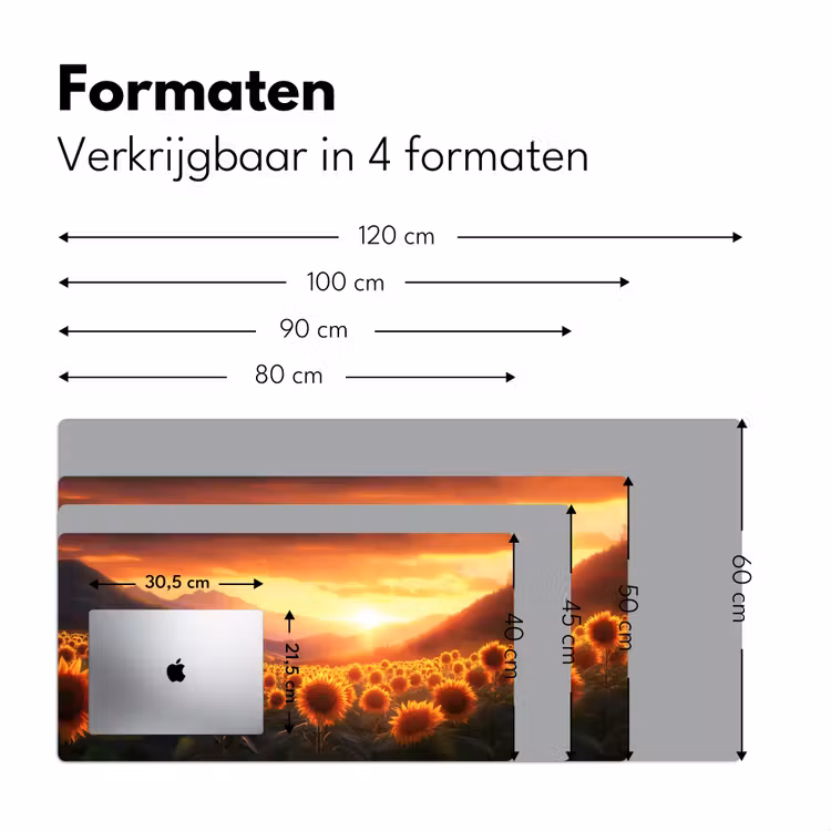 Zonnebloemen - Zonsondergang - Landschap Muismat XXL klein -sfeer5