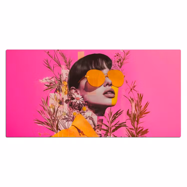 Zonnebril - Oranje - Vrouw - Planten Muismat XXL klein -3d_leeg