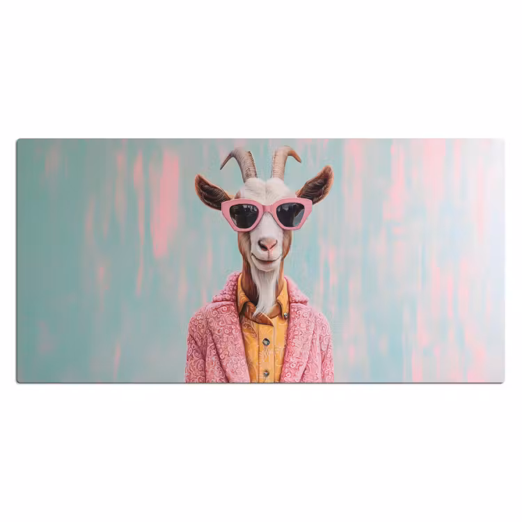 Zonnebril - Roze - Geit - Horen Muismat XXL klein -3d_leeg