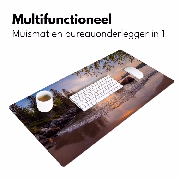 Zonsondergang - Kust - Water - Natuur - Oranje Muismat XXL klein -sfeer4