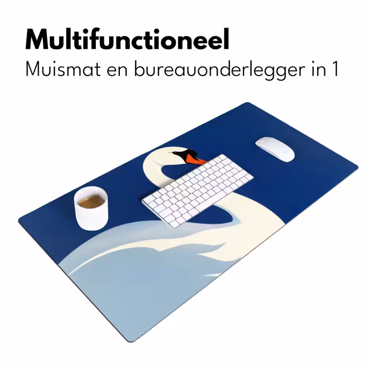 Zwaan - Wit - Snavel - Illustratie Muismat XXL klein -sfeer4