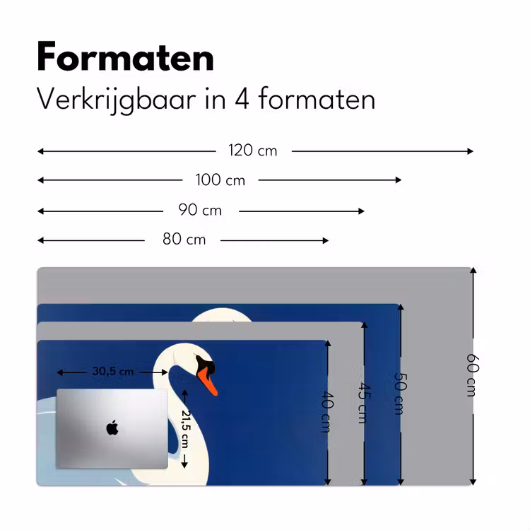 Zwaan - Wit - Snavel - Illustratie Muismat XXL klein -sfeer5