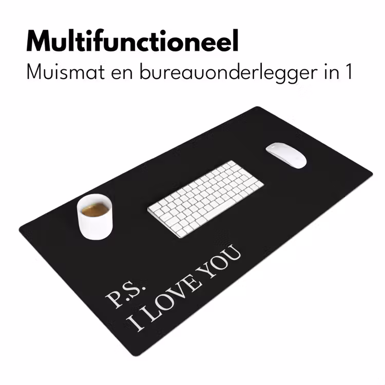 Zwart - Minimalistisch - Valentijn Muismat XXL klein -sfeer4
