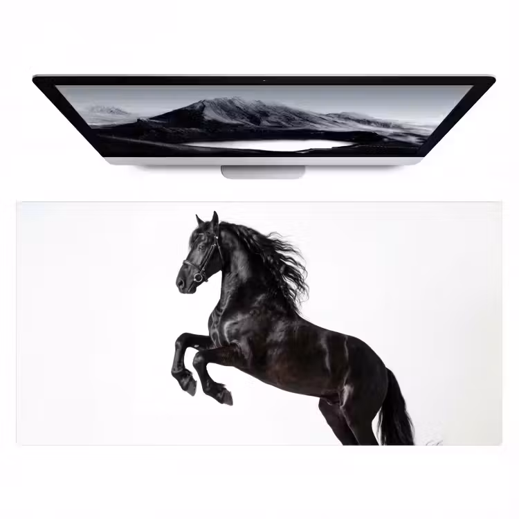 Zwart - Paard - Portret Muismat XXL klein -zzz3d