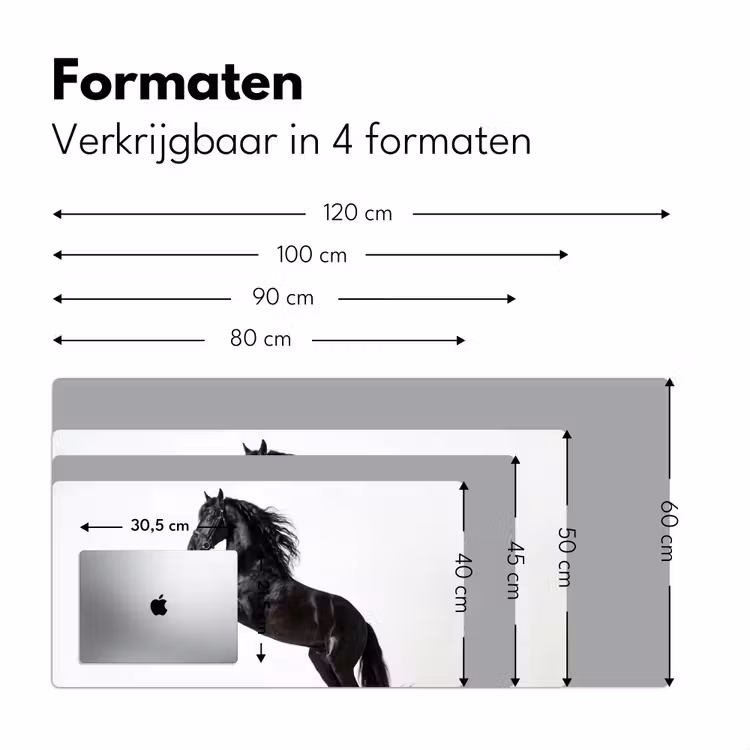 Zwart - Paard - Portret Muismat XXL klein -sfeer5