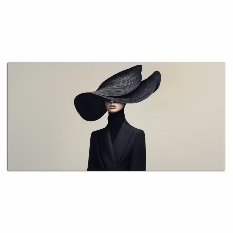 Zwart - Vrouw - Hoed Muismat XXL klein -3d_leeg