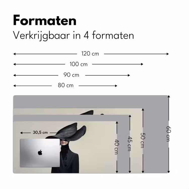 Zwart - Vrouw - Hoed Muismat XXL klein -sfeer5