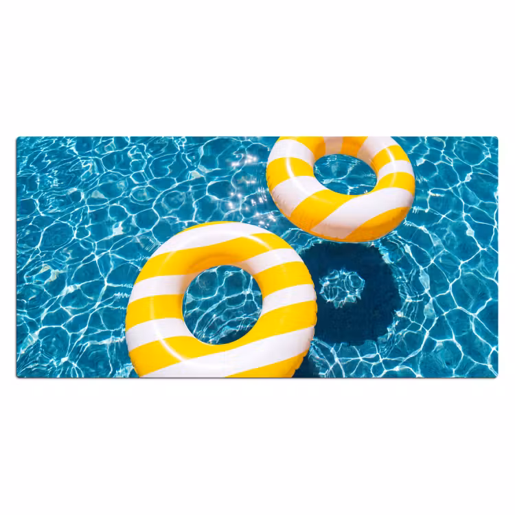 Zwembad - Zwembanden - Zomer - Geel - Blauw Muismat XXL klein -3d_leeg