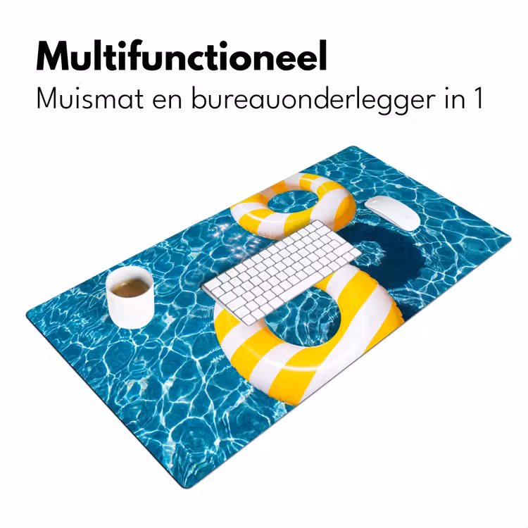 Zwembad - Zwembanden - Zomer - Geel - Blauw Muismat XXL klein -sfeer4