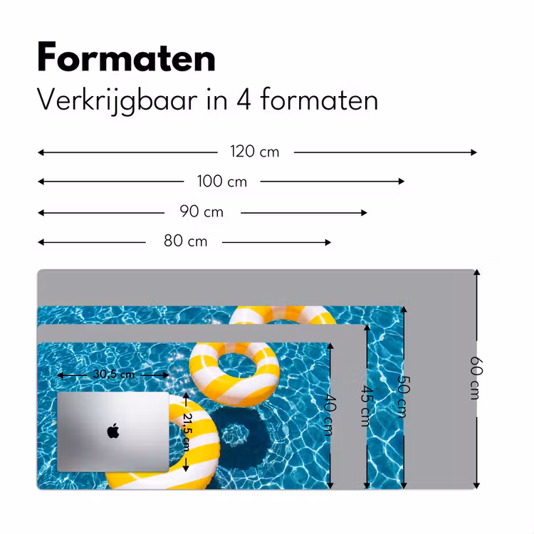 Zwembad - Zwembanden - Zomer - Geel - Blauw Muismat XXL klein -sfeer5