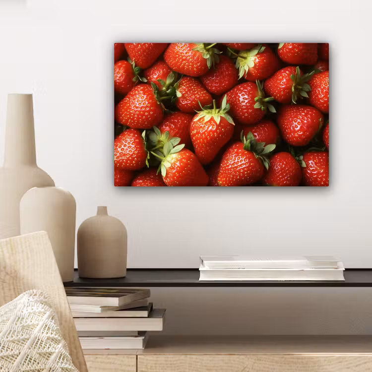 Aardbei - Fruit - Rood canvas 2cm klein -sfeer6