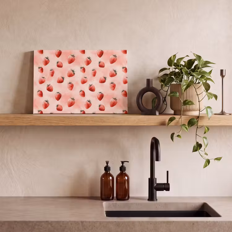 Aardbei - Patroon - Roze canvas 2cm klein 34 -sfeer3