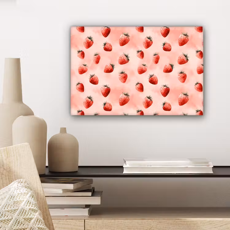Aardbei - Patroon - Roze canvas 2cm klein 34 -sfeer6