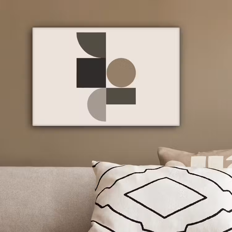 Aardetinten - Abstracte compositie - Eenvoudige vormen canvas 2cm klein -sfeer3