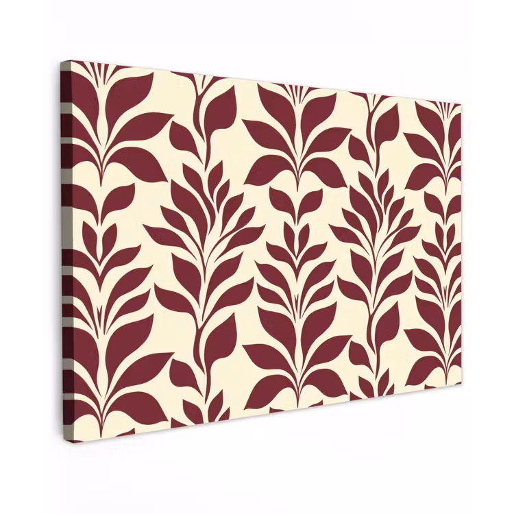 Abstract - Bladeren - Burgundy canvas 2cm klein 34 -z3d