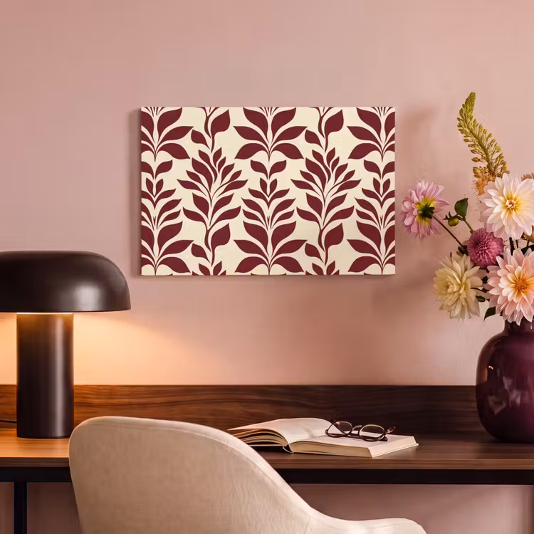 Abstract - Bladeren - Burgundy canvas 2cm klein 34 -sfeer4