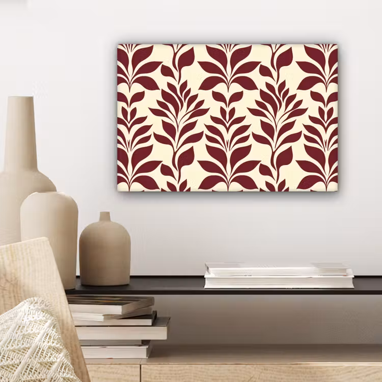 Abstract - Bladeren - Burgundy canvas 2cm klein 34 -sfeer6