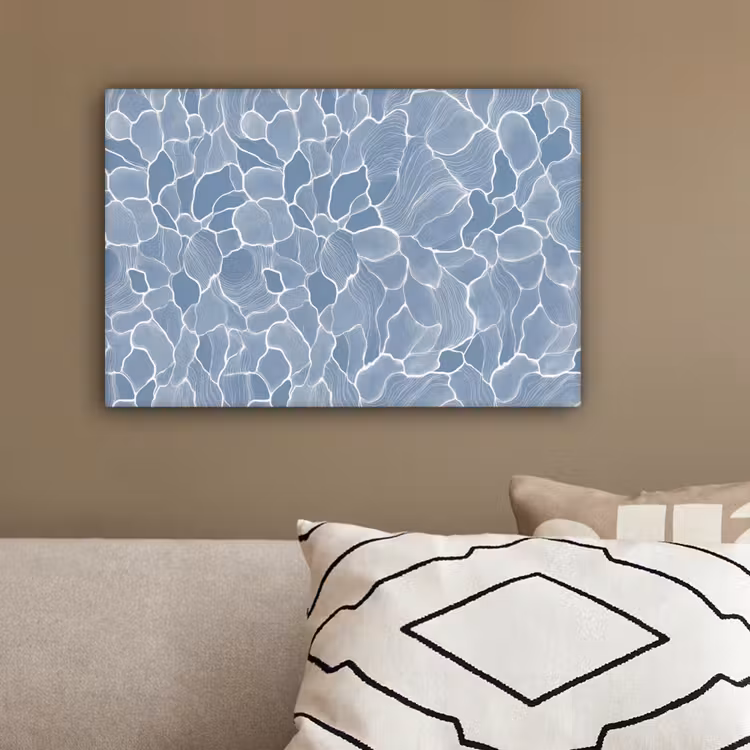 Abstract - Blauw - Bladeren canvas 2cm klein -sfeer3