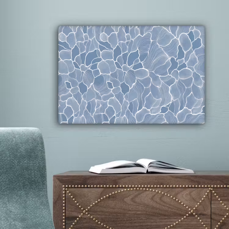 Abstract - Blauw - Bladeren canvas 2cm klein -sfeer4