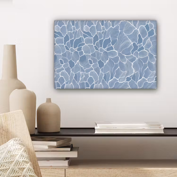 Abstract - Blauw - Bladeren canvas 2cm klein -sfeer6