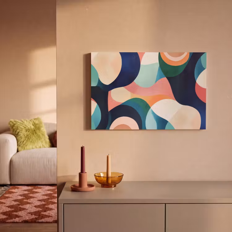 Abstract - Blauw - Roze canvas 2cm klein -sfeer1