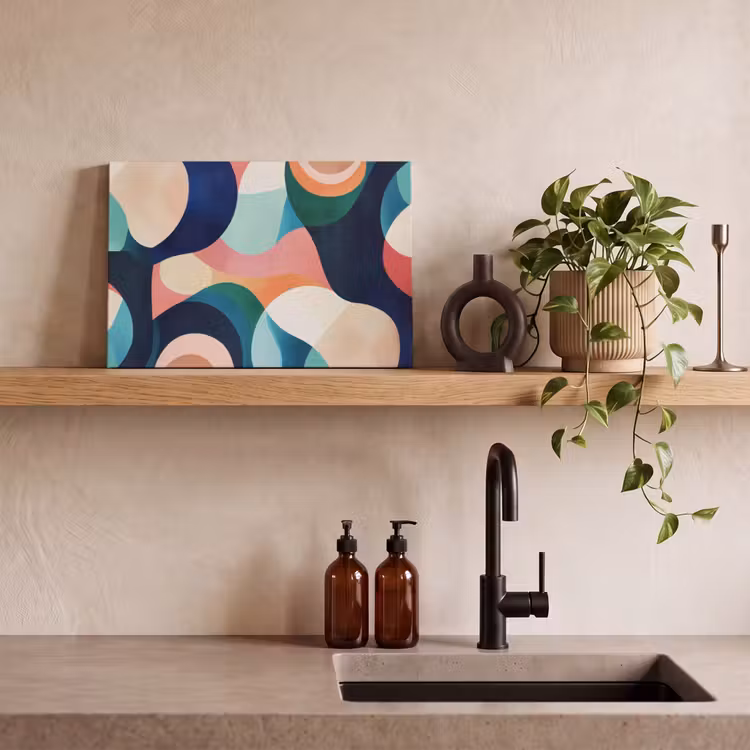 Abstract - Blauw - Roze canvas 2cm klein -sfeer3