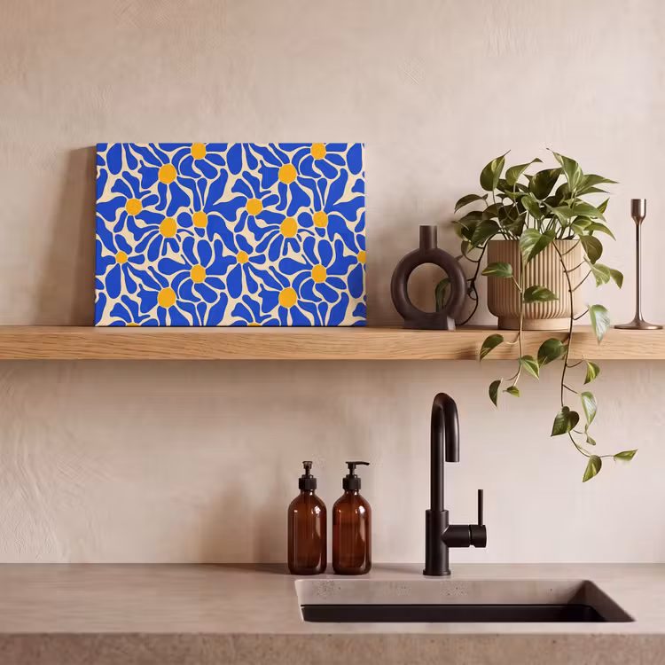 Abstract - Bloem - Blauw canvas 2cm klein 34 -sfeer3