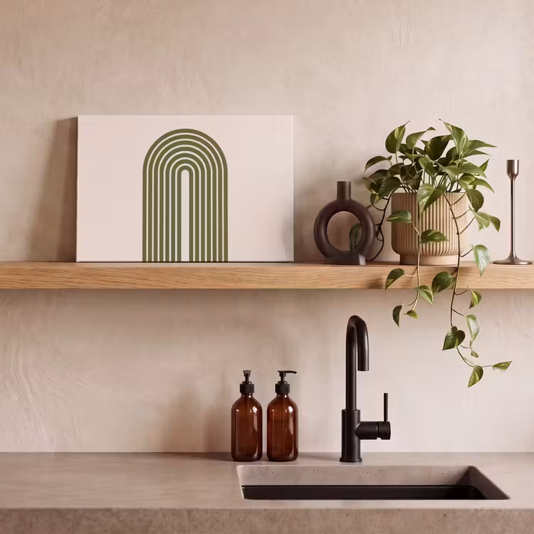 Abstract - Bogen - Modern - Groen - Kunst canvas 2cm klein -sfeer3