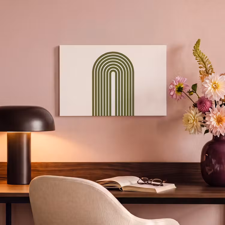 Abstract - Bogen - Modern - Groen - Kunst canvas 2cm klein -sfeer4