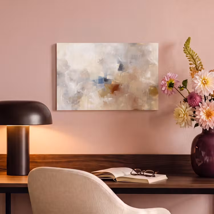 Abstract - Borstelstreken - Modern - Beige - Kunst canvas 2cm klein -sfeer4