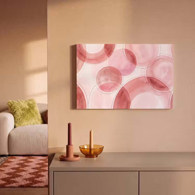 Abstract - Cirkels - Modern - Roze - Kunst canvas 2cm klein -sfeer1
