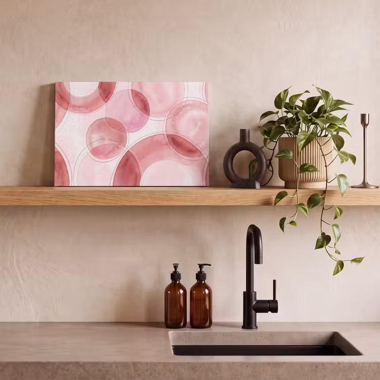 Abstract - Cirkels - Modern - Roze - Kunst canvas 2cm klein -sfeer3