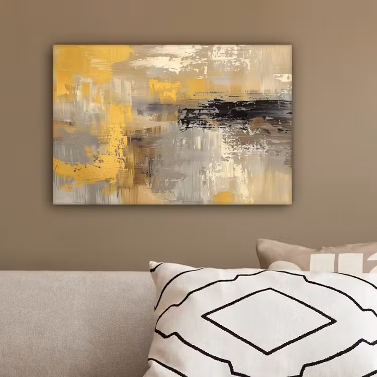 Abstract - Geel - Modern - Beige canvas 2cm klein -sfeer3