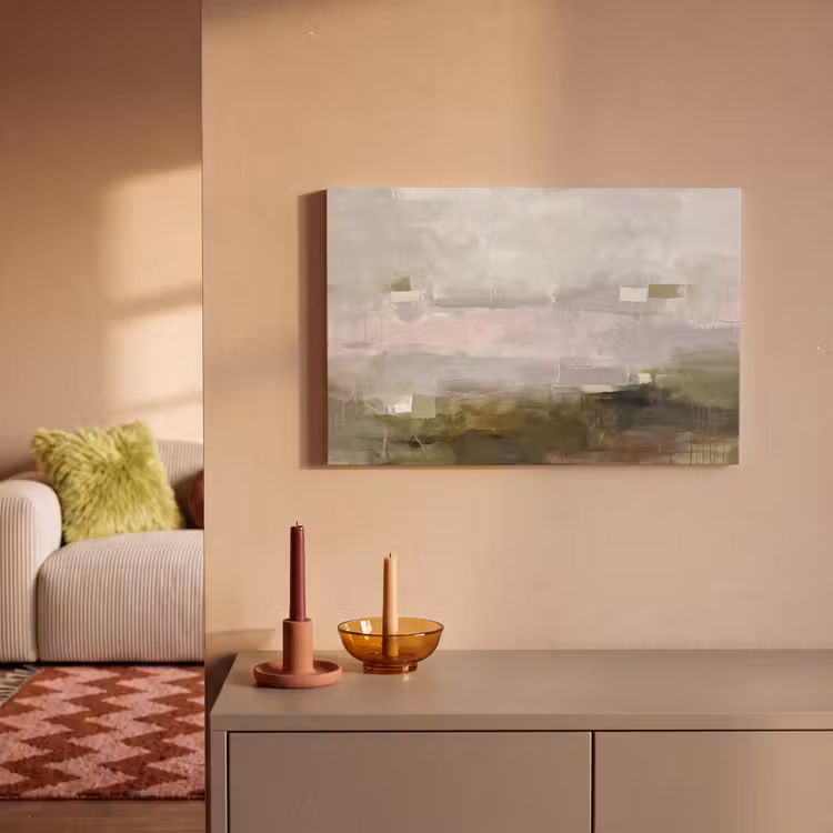 Abstract - Gelaagd - Kunst - Modern - Grijs-Groen canvas 2cm klein -sfeer1