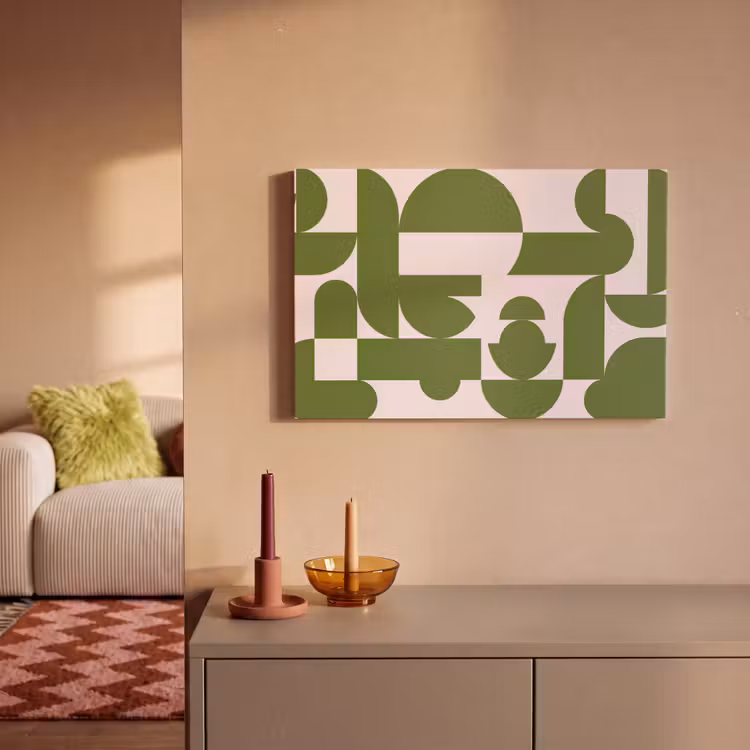 Abstract - Geometrie - Modern - Groen - Wit canvas 2cm klein -sfeer1