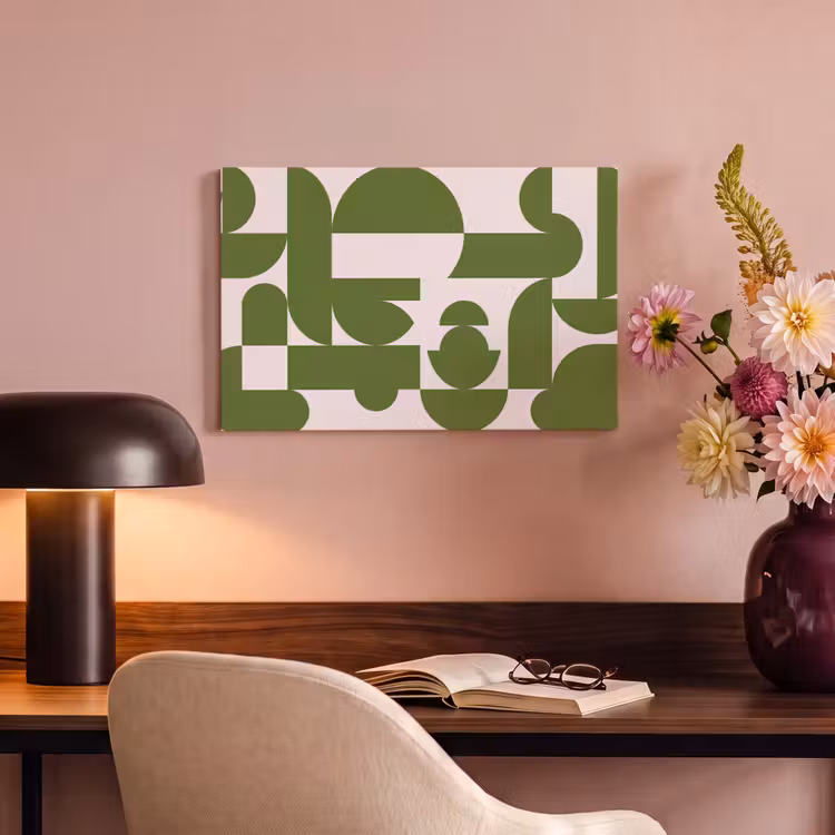 Abstract - Geometrie - Modern - Groen - Wit canvas 2cm klein -sfeer4