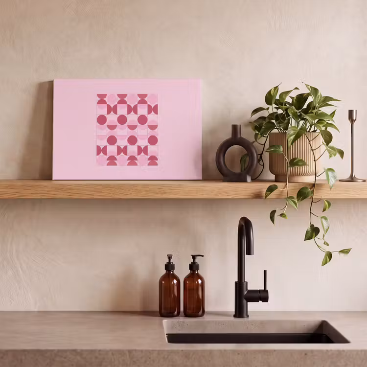 Abstract - Geometrisch - Cirkels - Roze - Modern canvas 2cm klein -sfeer3