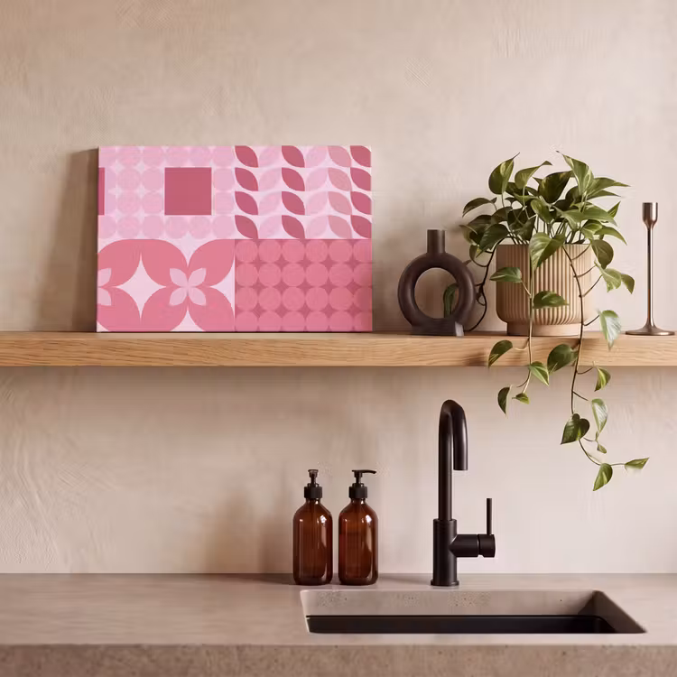 Abstract - Geometrisch - Patroon - Modern - Roze canvas 2cm klein -sfeer3
