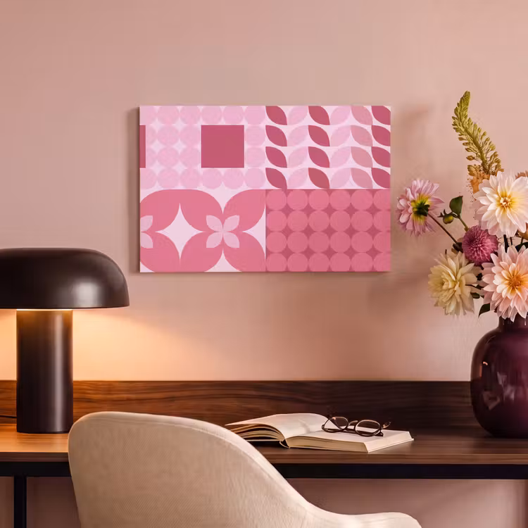 Abstract - Geometrisch - Patroon - Modern - Roze canvas 2cm klein -sfeer4