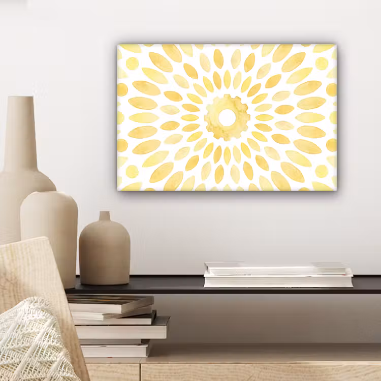 Abstract - Geometrisch - Stralend - Geel canvas 2cm klein -sfeer6